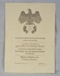 WWII German Factory Service Award Document 1943