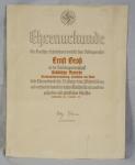 WWII German DAF Labor Front Service Award Document