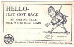 WWI Postcard Arrival Wellness Jewish Welfare Board