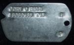 WWII Army Dog Tag John Hall T43